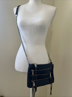 Rebecca Minkoff Stylish Navy blue Crossbody Bag with Silver Hardware
